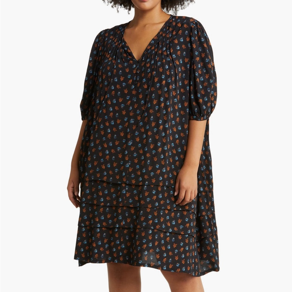 Floral Print Black Dress
